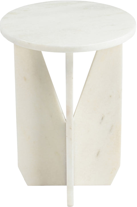 Camden White Genuine Marble End / Side Table, 1 Piece