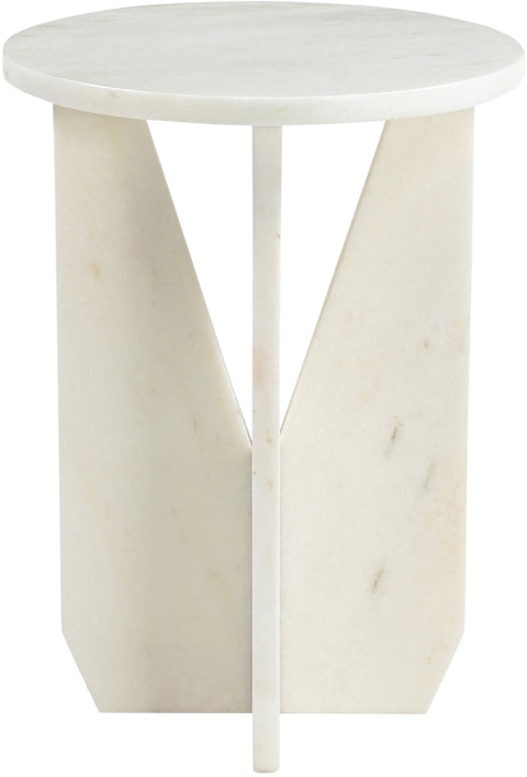 Camden White Genuine Marble End / Side Table, 1 Piece