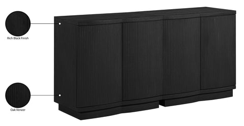 Veda Black Oak Veneer Sideboard/Buffet, 2-Piece
