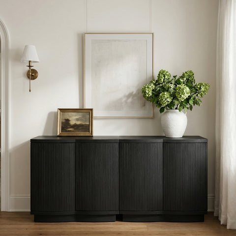 Veda Black Oak Veneer Sideboard/Buffet, 2-Piece