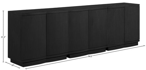 Veda Black Oak Veneer Sideboard/Buffet, 3-Piece