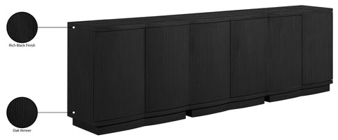 Veda Black Oak Veneer Sideboard/Buffet, 3-Piece