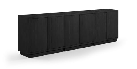Veda Black Oak Veneer Sideboard/Buffet, 3-Piece