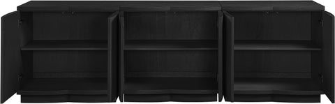 Veda Black Oak Veneer Sideboard/Buffet, 3-Piece