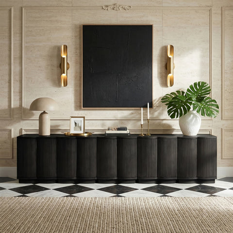 Veda Black Oak Veneer Sideboard/Buffet, 5-Piece