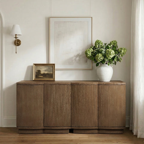 Veda Brown Oak Veneer Sideboard/Buffet, 2-Piece