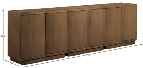 Veda Brown Oak Veneer Sideboard/Buffet, 3-Piece