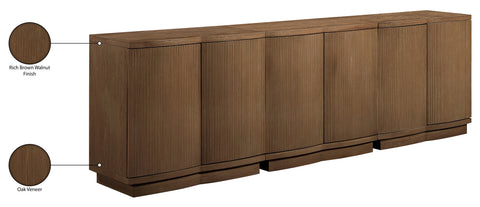 Veda Brown Oak Veneer Sideboard/Buffet, 3-Piece