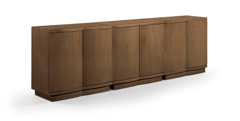Veda Brown Oak Veneer Sideboard/Buffet, 3-Piece