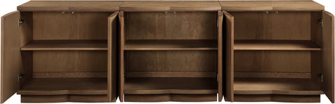 Veda Brown Oak Veneer Sideboard/Buffet, 3-Piece