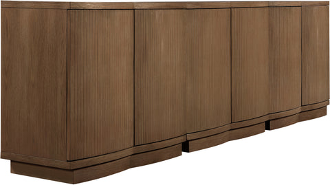 Veda Brown Oak Veneer Sideboard/Buffet, 3-Piece