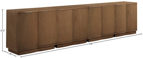 Veda Brown Oak Veneer Sideboard/Buffet, 4-Piece