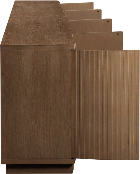 Veda Brown Oak Veneer Sideboard/Buffet, 4-Piece