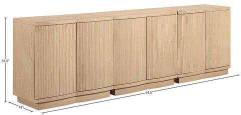 Veda Natural Oak Veneer Sideboard/Buffet, 3-Piece