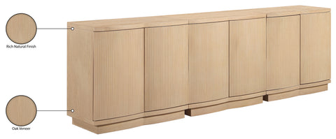 Veda Natural Oak Veneer Sideboard/Buffet, 3-Piece