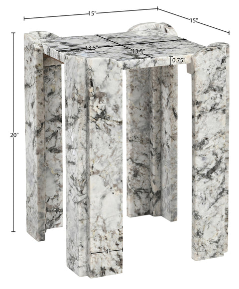 Briar Alaska Genuine Marble End / Side Table, 1 Piece