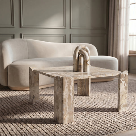 Briar Beige Genuine Marble Coffee Table, 1 Piece