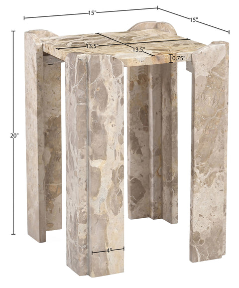Briar Beige Genuine Marble End / Side Table, 1 Piece