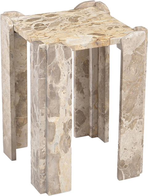 Briar Beige Genuine Marble End / Side Table, 1 Piece