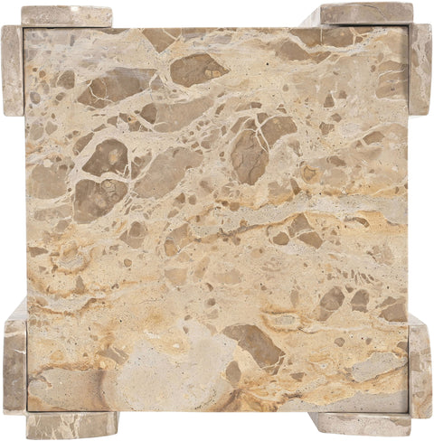 Briar Beige Genuine Marble End / Side Table, 1 Piece