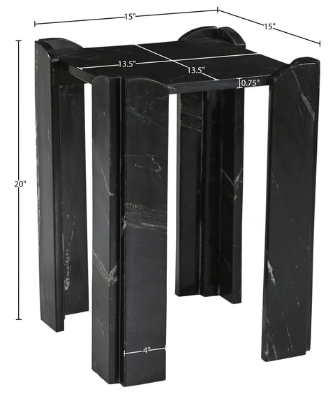 Briar Black Genuine Marble End / Side Table, 1 Piece