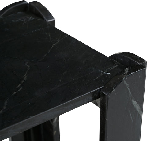 Briar Black Genuine Marble End / Side Table, 1 Piece