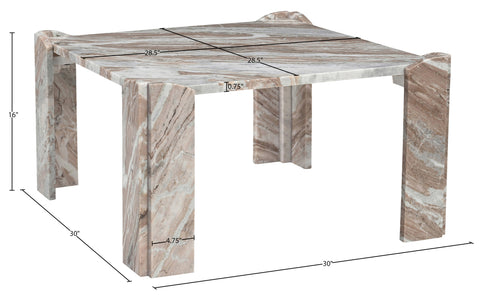 Briar Brown Genuine Marble Coffee Table, 1 Piece
