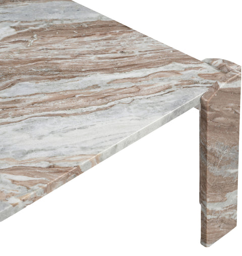 Briar Brown Genuine Marble Coffee Table, 1 Piece