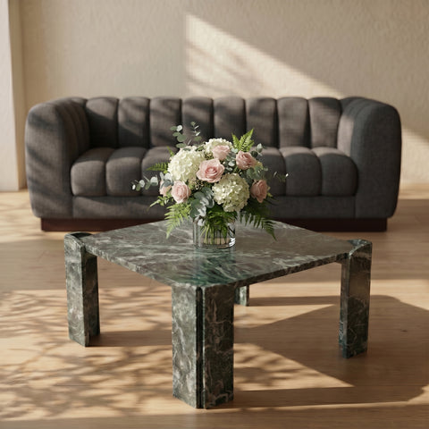 Briar Green Genuine Marble Coffee Table, 1 Piece