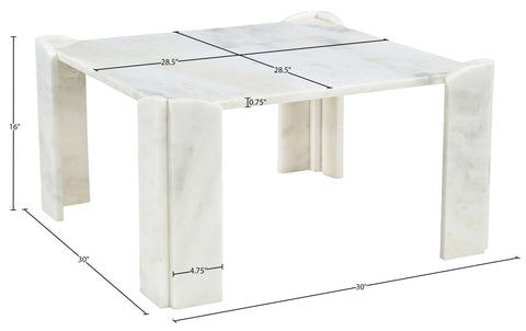 Briar White Genuine Marble Coffee Table, 1 Piece