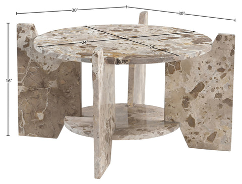 Emory Beige Genuine Marble Coffee Table, 1 Piece