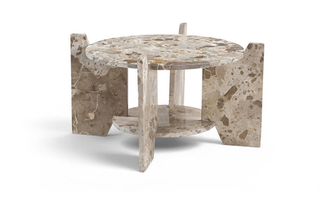 Emory Beige Genuine Marble Coffee Table, 1 Piece