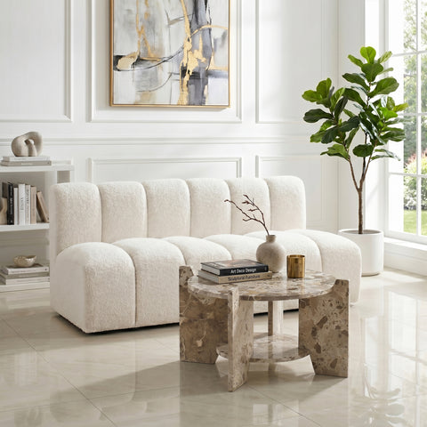 Emory Beige Genuine Marble Coffee Table, 1 Piece