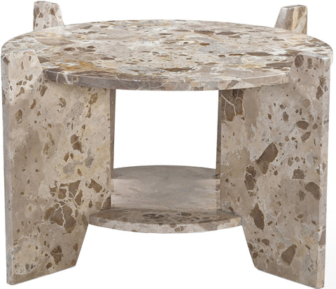 Emory Beige Genuine Marble Coffee Table, 1 Piece