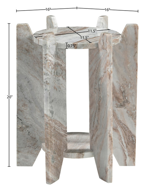 Emory Brown Genuine Marble End / Side Table, 1 Piece