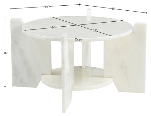 Emory White Genuine Marble Coffee Table, 1 Piece
