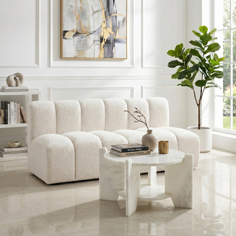 Emory White Genuine Marble Coffee Table, 1 Piece
