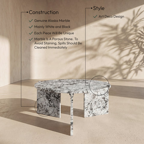 Harper Alaska Genuine Marble Coffee Table, 1 Piece