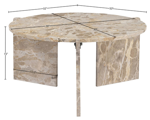 Harper Beige Genuine Marble Coffee Table, 1 Piece