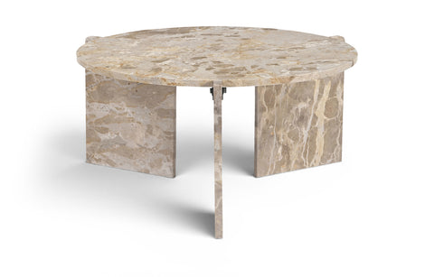 Harper Beige Genuine Marble Coffee Table, 1 Piece