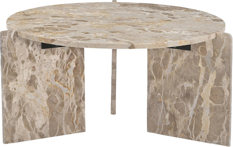 Harper Beige Genuine Marble Coffee Table, 1 Piece