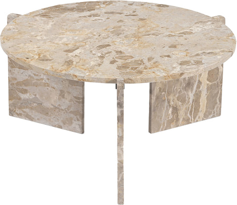 Harper Beige Genuine Marble Coffee Table, 1 Piece