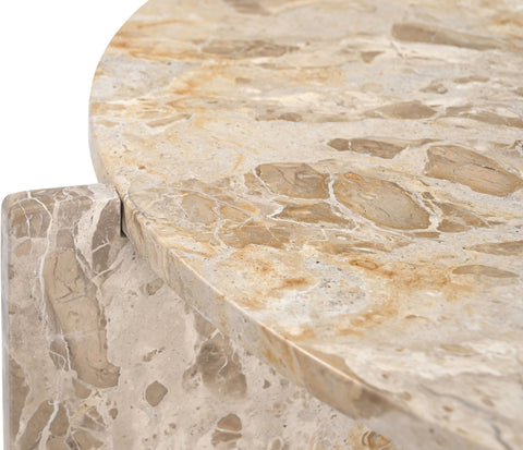 Harper Beige Genuine Marble Coffee Table, 1 Piece