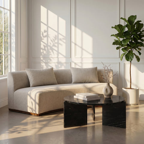 Harper Black Genuine Marble Coffee Table, 1 Piece