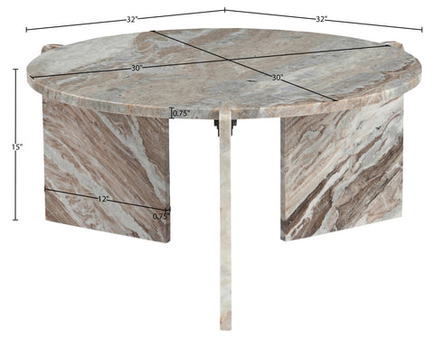 Harper Brown Genuine Marble Coffee Table, 1 Piece