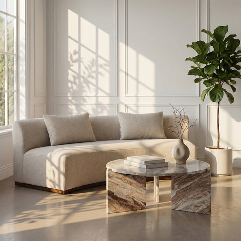 Harper Brown Genuine Marble Coffee Table, 1 Piece