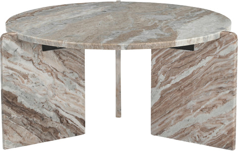 Harper Brown Genuine Marble Coffee Table, 1 Piece