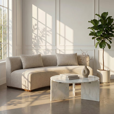 Harper White Genuine Marble Coffee Table, 1 Piece