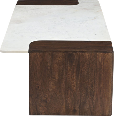 Selene White Genuine Marble And Mango Wood Coffee Table, 1 Piece