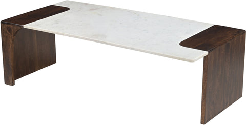 Selene White Genuine Marble And Mango Wood Coffee Table, 1 Piece